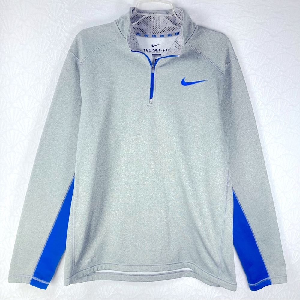 Nike Therma-Fit Mens Quarter Zip Grey Pullover (size Large)